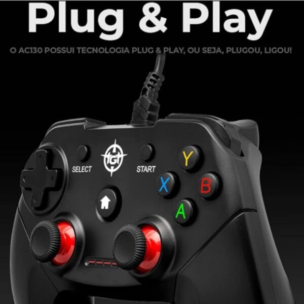 Controle Gamer TGT AC130 com fio | Joystick | USB | Controle compatível com PC, PS3 e Android | TGT-AC130 - Image 3