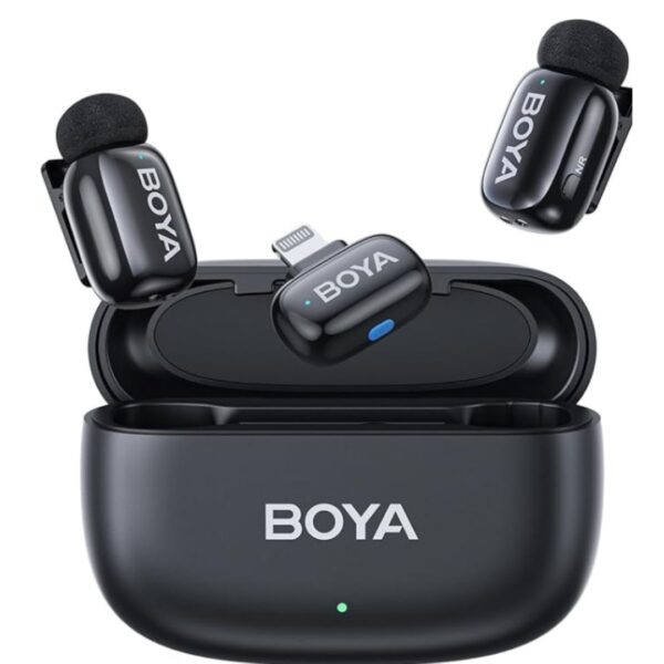 BOYA Mini-15 Microfone sem fio para iPhone com interface de iluminação certificada MFi