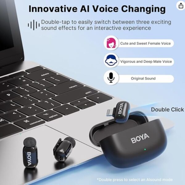 BOYA Mini-15 Microfone sem fio para iPhone com interface de iluminação certificada MFi - Image 5