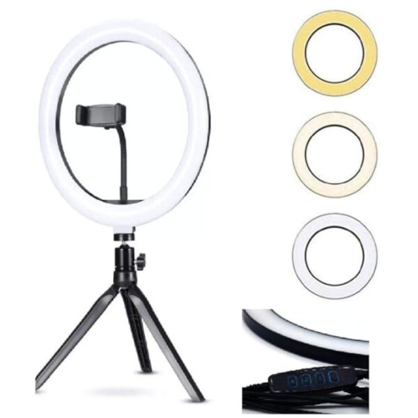 Anel Iluminador LED Flexivel Ring Light Tripe 20cm com Suporte Celular Universal Selfie Youtuber Gravação Fotos Makes