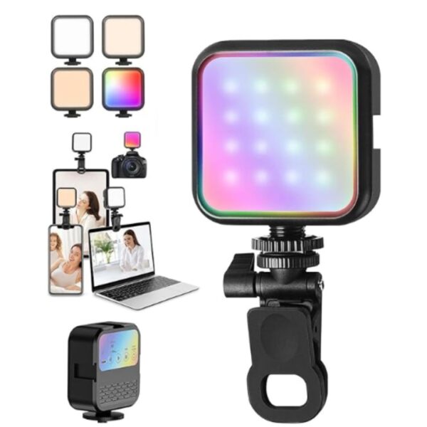 KOSCHEAL Luz de Vídeo RGB, Luz Fotográfica Portátil Colorida de 360°
